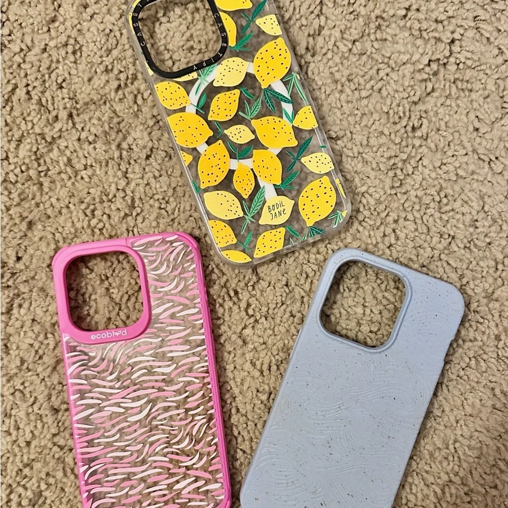 Casetify, ECOBLVD, and Pela Case phone cases - IPhone 14 Pro bundle of 3